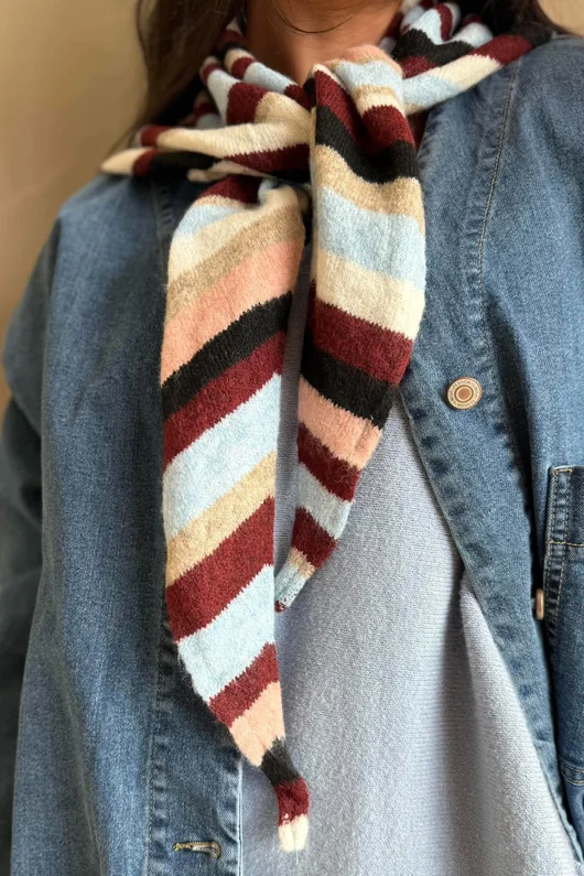 Jonti Stripe Knit Neckerchief Scarf 1 